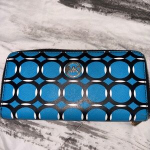 Michael Kors Geometric Blue and Black Wallet